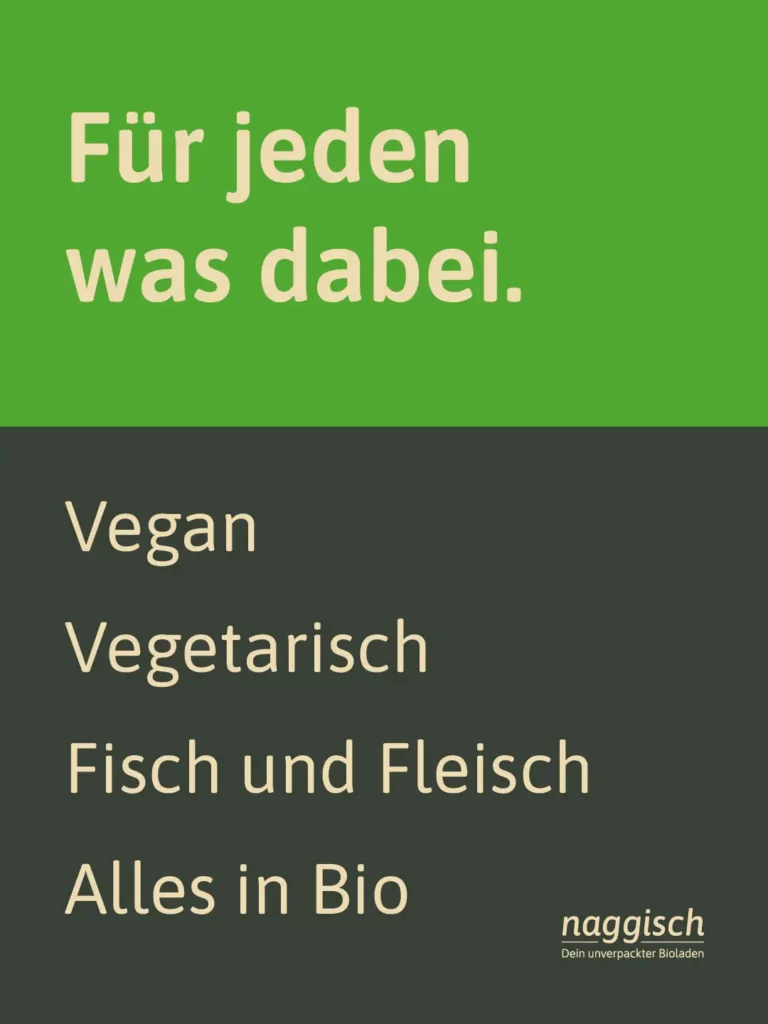 Mittagstisch 03-100 Für jeden was dabei. Vegan, vegetarisch, Fisch und Fleisch. Alles in Bio